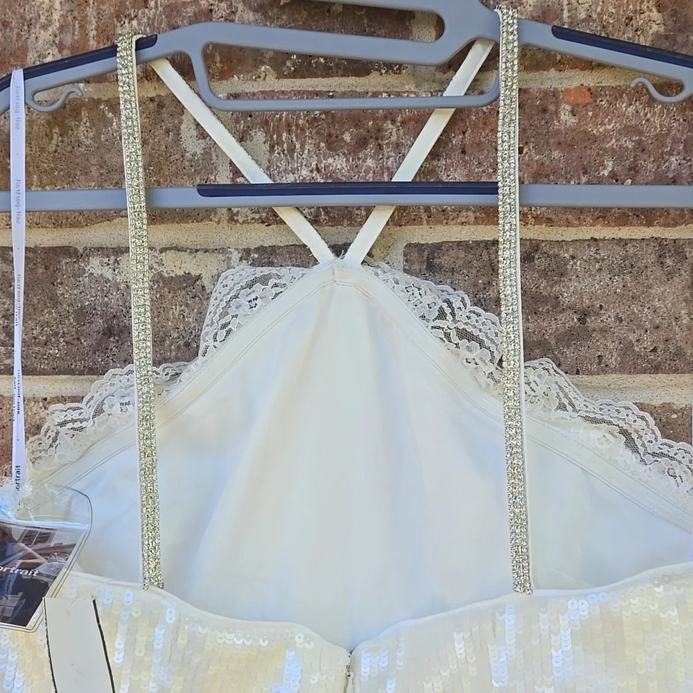 Self-Portrait Sequin Halter Mini Dress Size 8 Nwt - Picture 8 of 12